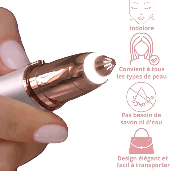 Bénéfices : indolore, tous types de peau, sans eau ni savon, format nomade